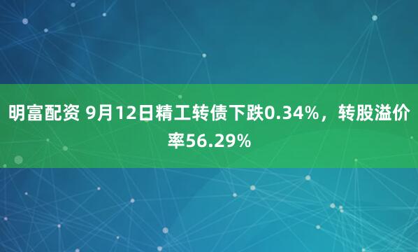 明富配资 9月12日精工转债下跌0.34%，转股溢价率56.29%